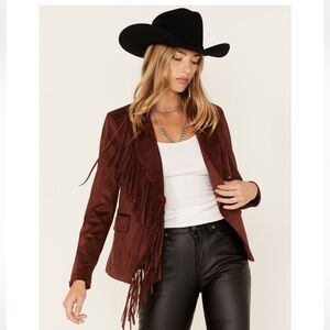 Shyanne fringe chestnut jacket Size XS NWT